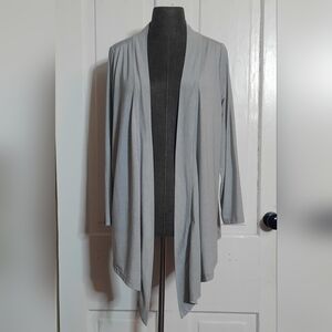 Eddie Bauer Womens Gray Waterfall Open Front Draped Cardigan Light Layering, PL